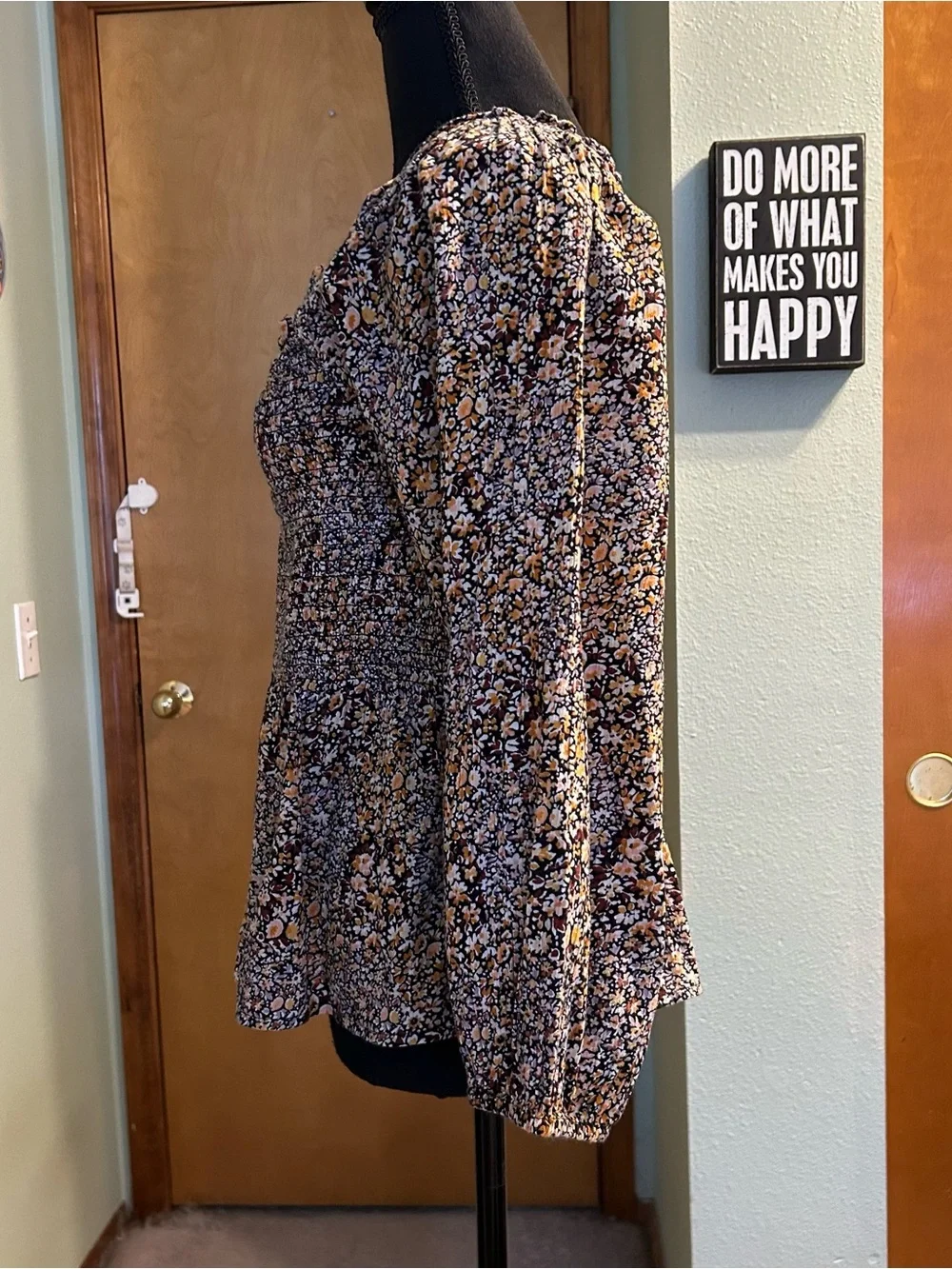 Madewell Lucie Floral Smocked top long puff sleeve square neck ruffles size 4